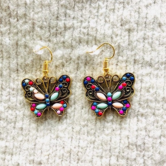 New Colorful Butterfly Drop Earrings - Picture 5 of 6